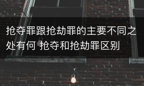 抢夺罪跟抢劫罪的主要不同之处有何 抢夺和抢劫罪区别