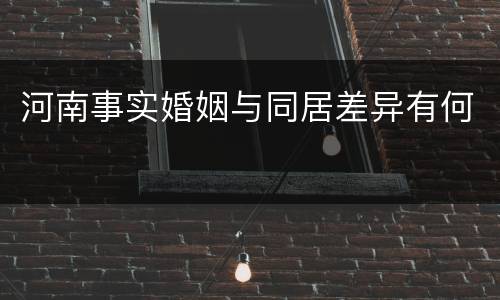 河南事实婚姻与同居差异有何