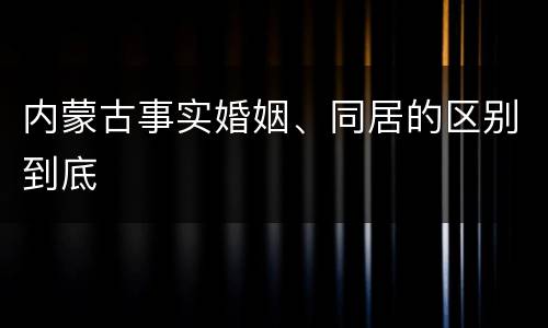 内蒙古事实婚姻、同居的区别到底