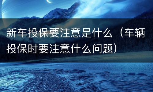 新车投保要注意是什么（车辆投保时要注意什么问题）