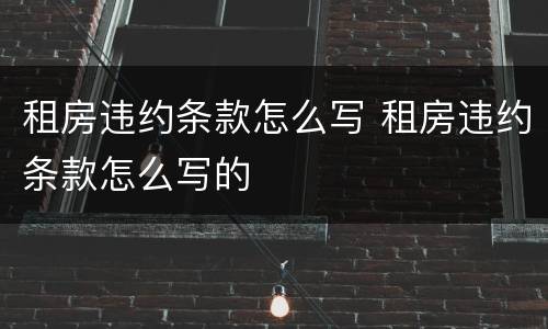 租房违约条款怎么写 租房违约条款怎么写的