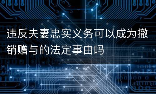 违反夫妻忠实义务可以成为撤销赠与的法定事由吗