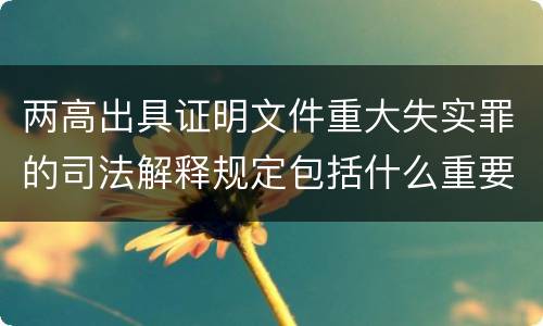 两高出具证明文件重大失实罪的司法解释规定包括什么重要内容
