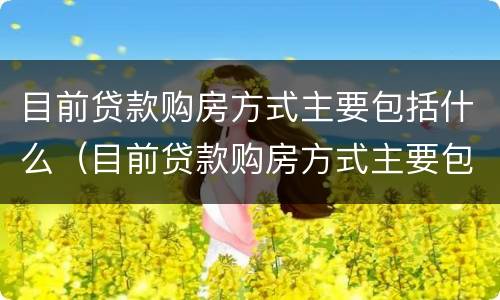 目前贷款购房方式主要包括什么（目前贷款购房方式主要包括什么类型）