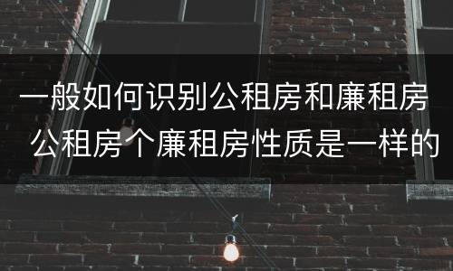 一般如何识别公租房和廉租房 公租房个廉租房性质是一样的吗