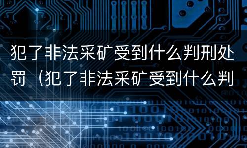 犯了非法采矿受到什么判刑处罚（犯了非法采矿受到什么判刑处罚呢）