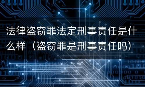 法律盗窃罪法定刑事责任是什么样（盗窃罪是刑事责任吗）