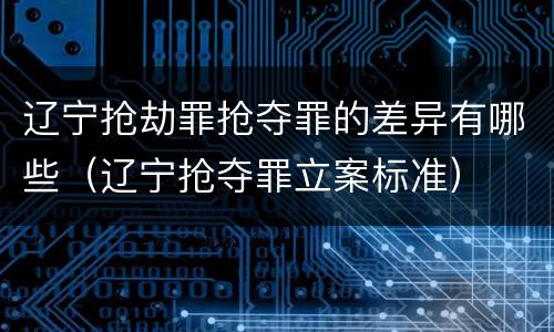 辽宁抢劫罪抢夺罪的差异有哪些（辽宁抢夺罪立案标准）