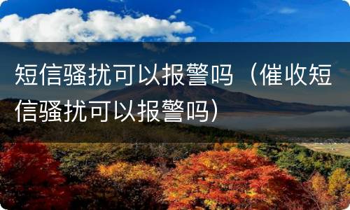 短信骚扰可以报警吗（催收短信骚扰可以报警吗）