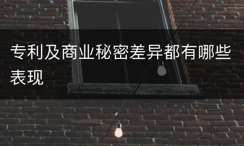 专利及商业秘密差异都有哪些表现