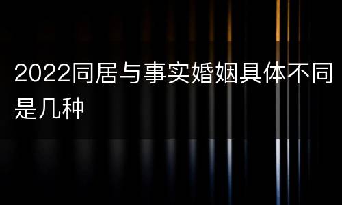 2022同居与事实婚姻具体不同是几种