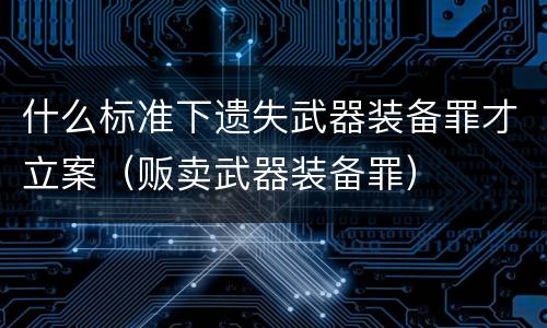 什么标准下遗失武器装备罪才立案（贩卖武器装备罪）