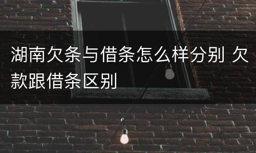 湖南欠条与借条怎么样分别 欠款跟借条区别