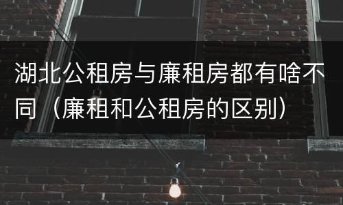 湖北公租房与廉租房都有啥不同（廉租和公租房的区别）