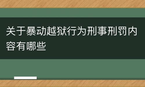 关于暴动越狱行为刑事刑罚内容有哪些
