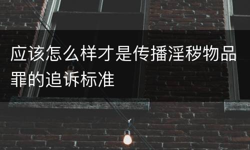 应该怎么样才是传播淫秽物品罪的追诉标准