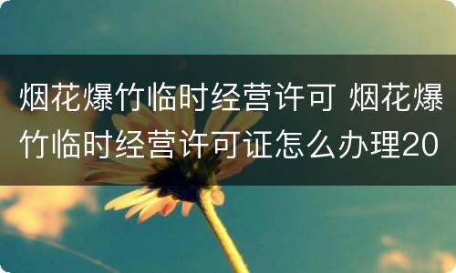 烟花爆竹临时经营许可 烟花爆竹临时经营许可证怎么办理2019年