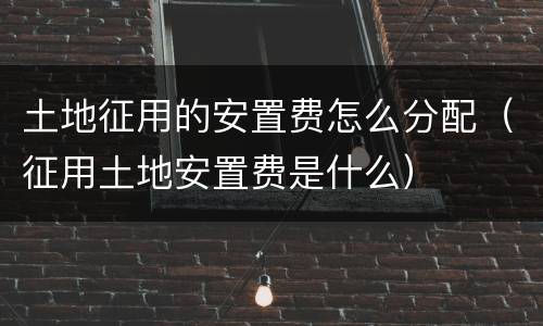 土地征用的安置费怎么分配（征用土地安置费是什么）