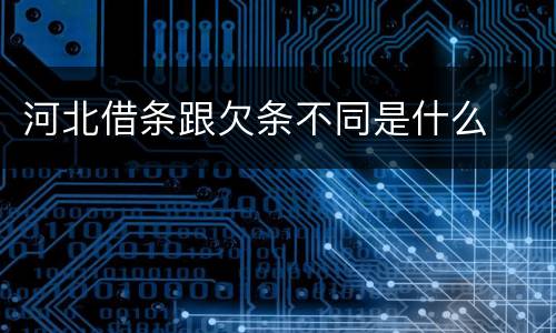 河北借条跟欠条不同是什么