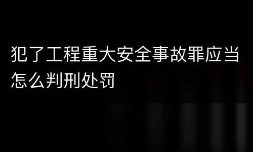 犯了工程重大安全事故罪应当怎么判刑处罚