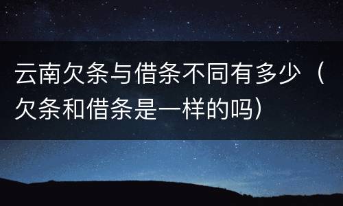 云南欠条与借条不同有多少（欠条和借条是一样的吗）