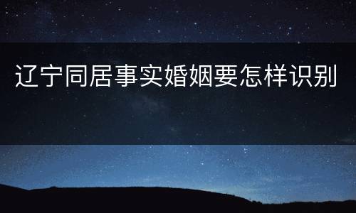 辽宁同居事实婚姻要怎样识别