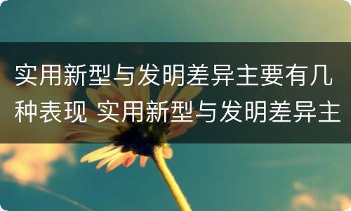 实用新型与发明差异主要有几种表现 实用新型与发明差异主要有几种表现形式