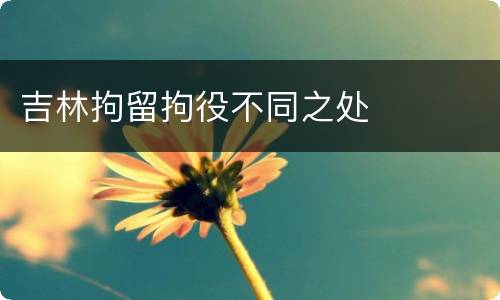 吉林拘留拘役不同之处