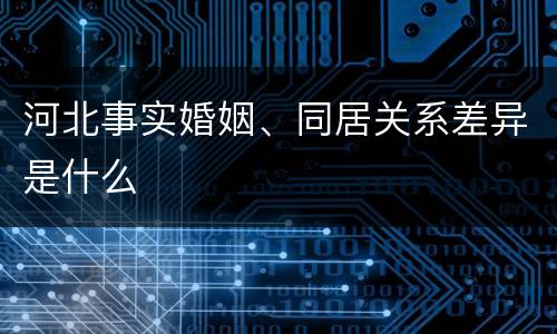 河北事实婚姻、同居关系差异是什么