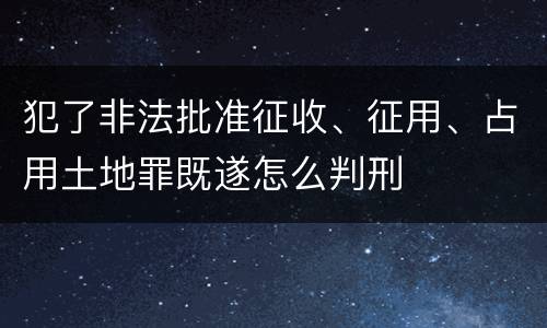犯了非法批准征收、征用、占用土地罪既遂怎么判刑