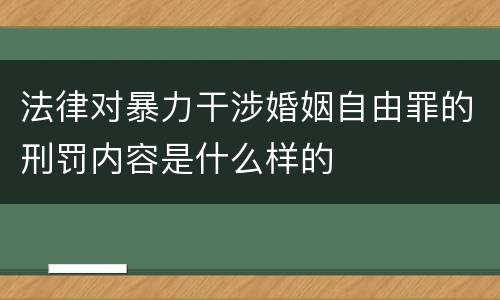 法律对暴力干涉婚姻自由罪的刑罚内容是什么样的