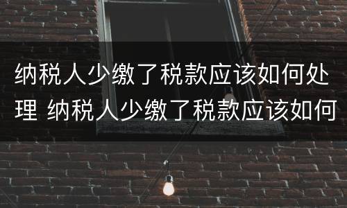 纳税人少缴了税款应该如何处理 纳税人少缴了税款应该如何处理好