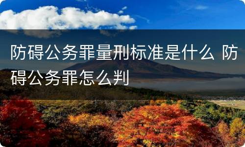 防碍公务罪量刑标准是什么 防碍公务罪怎么判