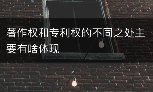 著作权和专利权的不同之处主要有啥体现