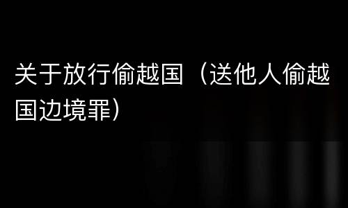 关于放行偷越国（送他人偷越国边境罪）