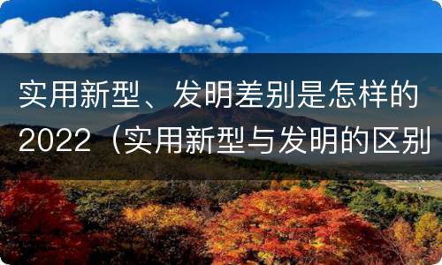 实用新型、发明差别是怎样的2022（实用新型与发明的区别有哪些）
