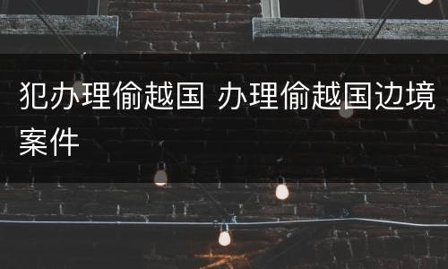 犯办理偷越国 办理偷越国边境案件