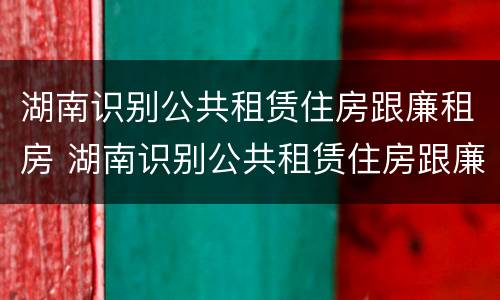 湖南识别公共租赁住房跟廉租房 湖南识别公共租赁住房跟廉租房一样吗
