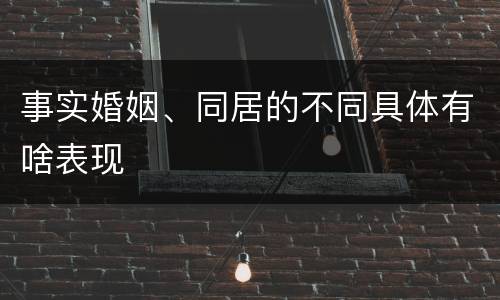 事实婚姻、同居的不同具体有啥表现