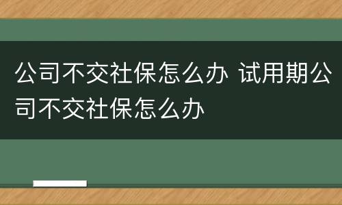 公司不交社保怎么办 试用期公司不交社保怎么办
