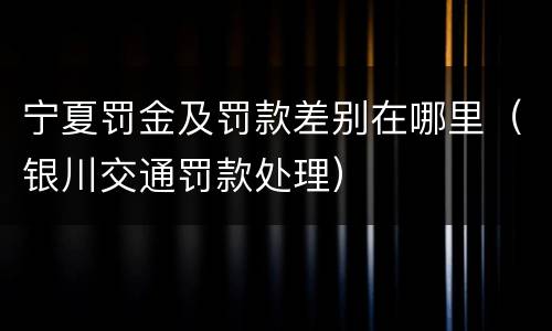 宁夏罚金及罚款差别在哪里（银川交通罚款处理）
