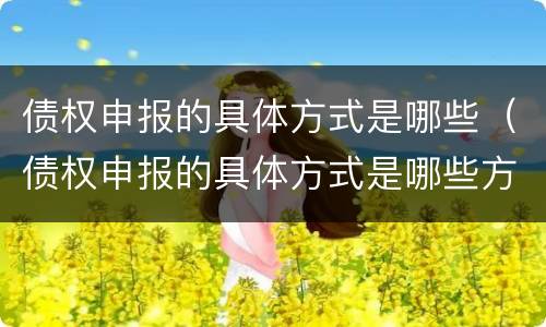 债权申报的具体方式是哪些（债权申报的具体方式是哪些方面）
