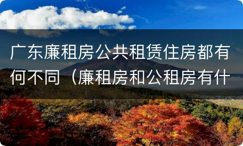 广东廉租房公共租赁住房都有何不同（廉租房和公租房有什么区别广州）