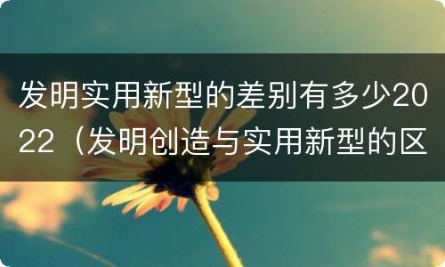 发明实用新型的差别有多少2022（发明创造与实用新型的区别）