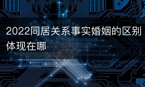 2022同居关系事实婚姻的区别体现在哪