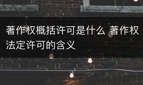 著作权概括许可是什么 著作权法定许可的含义