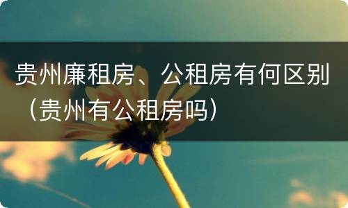 贵州廉租房、公租房有何区别（贵州有公租房吗）