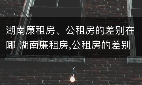 湖南廉租房、公租房的差别在哪 湖南廉租房,公租房的差别在哪儿
