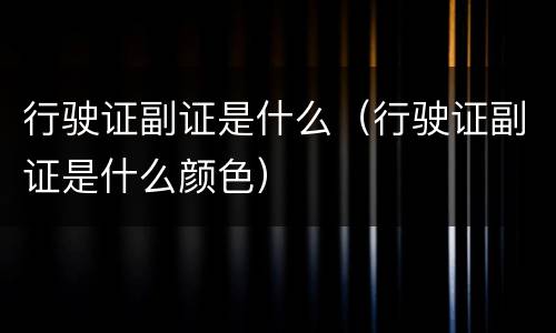 行驶证副证是什么（行驶证副证是什么颜色）