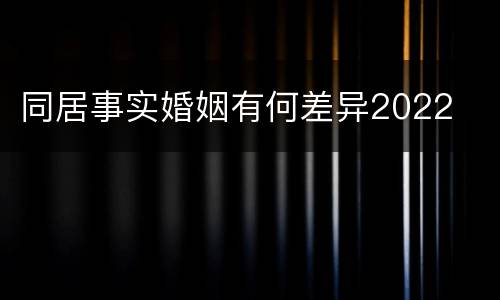 同居事实婚姻有何差异2022